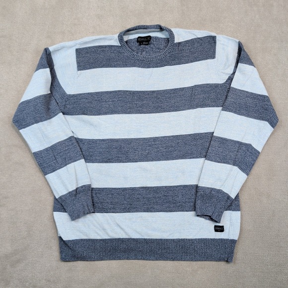 O'Neill Coastal Surf Striped Sweater Size Large Blue White 100% Cotton Knit — photo 2